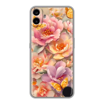 Силиконовый чехол на Nothing CMF Phone 1 с принтом Цветы и бабочки Силиконовый чехол на Nothing CMF Phone 1 с принтом Цветы и бабочки