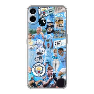 Силиконовый чехол на Nothing CMF Phone 1 с принтом Man City Манчестер Сити
