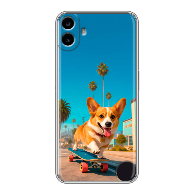 Силиконовый чехол на Nothing CMF Phone 1 с принтом Корги на скейте Силиконовый чехол на Nothing CMF Phone 1 с принтом Корги на скейте