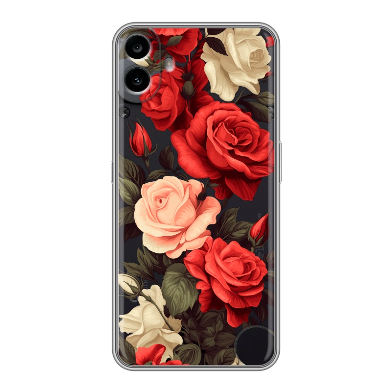 Силиконовый чехол на Nothing CMF Phone 1 с принтом Розы Силиконовый чехол на Nothing CMF Phone 1 с принтом Розы