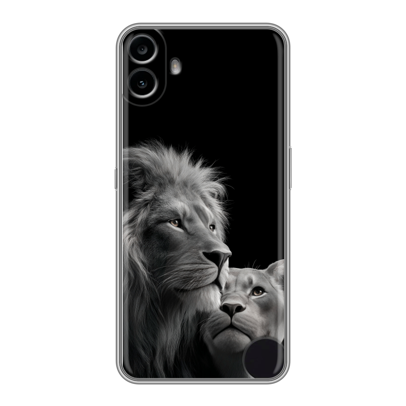 Силиконовый чехол на Nothing CMF Phone 1 с принтом Лев кошки Силиконовый чехол на Nothing CMF Phone 1 с принтом Лев кошки