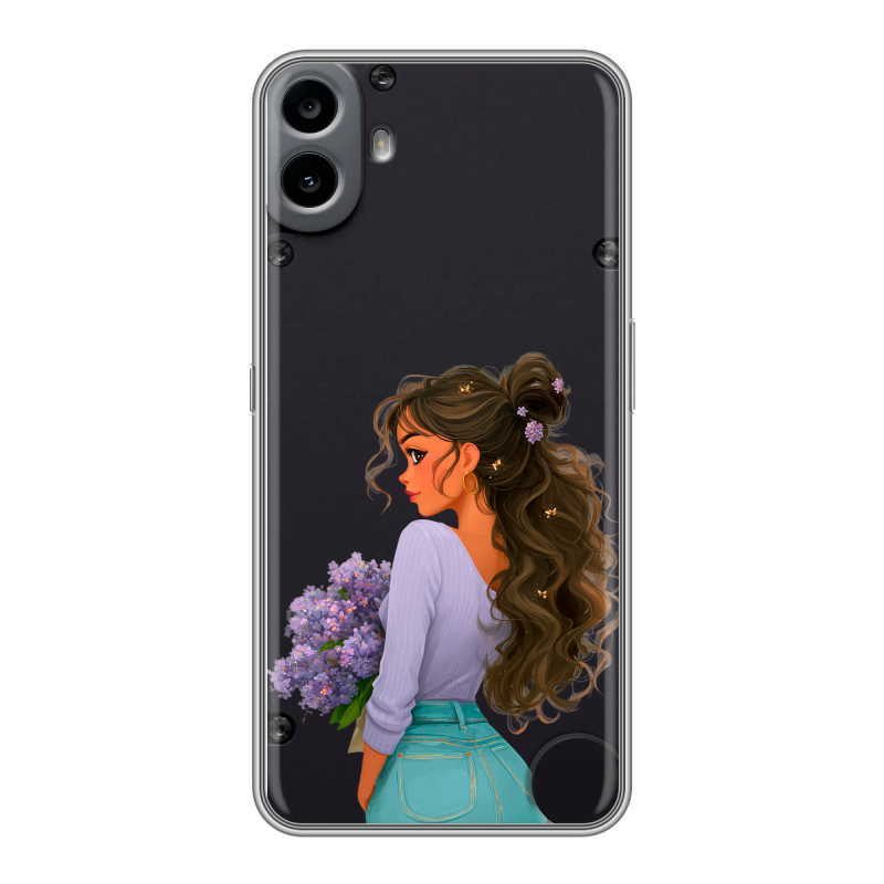 Силиконовый чехол на Nothing CMF Phone 1 с принтом девушка цветы Силиконовый чехол на Nothing CMF Phone 1 с принтом девушка цветы