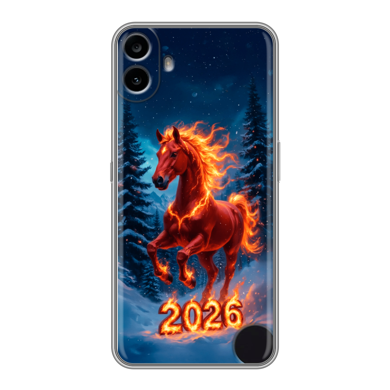 Силиконовый чехол на Nothing CMF Phone 1 с принтом Новый год коня Силиконовый чехол на Nothing CMF Phone 1 с принтом Новый год коня