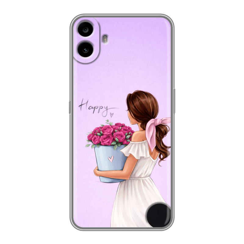 Силиконовый чехол на Nothing CMF Phone 1 с принтом женский Силиконовый чехол на Nothing CMF Phone 1 с принтом женский