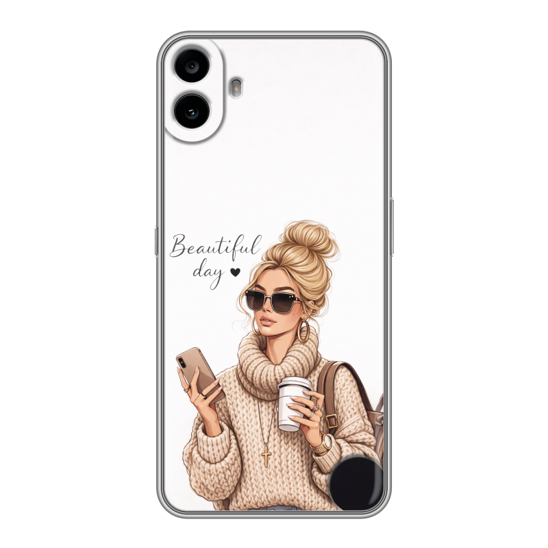 Силиконовый чехол на Nothing CMF Phone 1 с принтом женский Силиконовый чехол на Nothing CMF Phone 1 с принтом женский