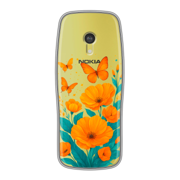 Силиконовый чехол на Nokia 3210 4G с принтом цветы бабочки