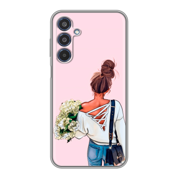 Силиконовый чехол на Samsung Galaxy M35 с принтом Девушка и букет