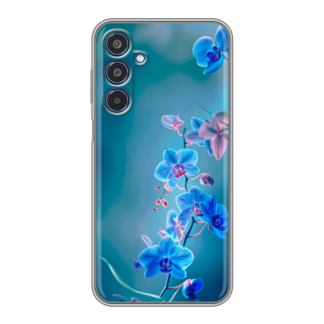 Силиконовый чехол на Samsung Galaxy M35 с принтом Голубые цветы