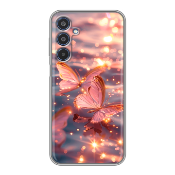 Силиконовый чехол на Samsung Galaxy M35 с принтом бабочки розовые