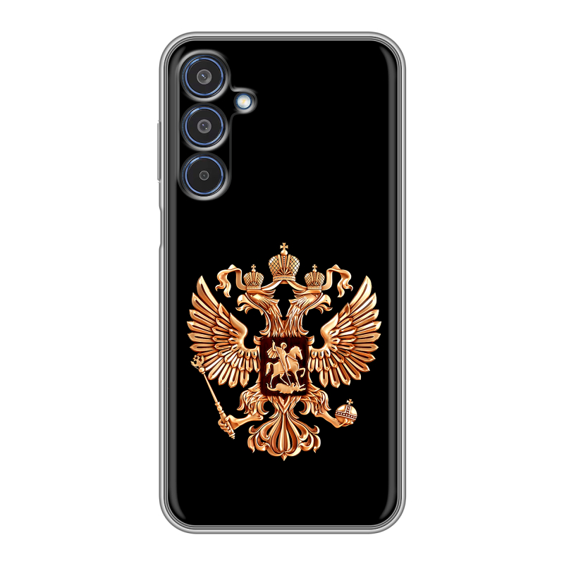 Силиконовый чехол на Samsung Galaxy M35 с принтом Герб России золотой Силиконовый чехол на Samsung Galaxy M35 с принтом Герб России золотой