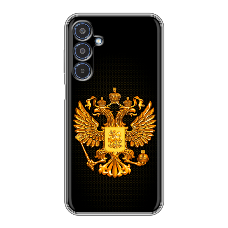 Силиконовый чехол на Samsung Galaxy M35 с принтом Герб России желтый Силиконовый чехол на Samsung Galaxy M35 с принтом Герб России желтый