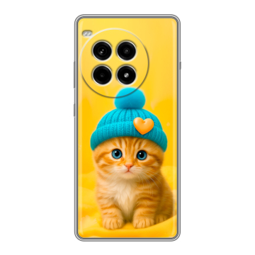 Силиконовый чехол на OnePlus Ace 3 Pro с принтом Котенок в шапке