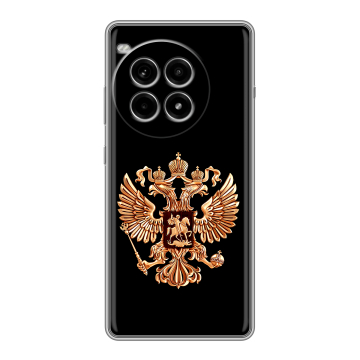 Силиконовый чехол на OnePlus Ace 3 Pro с принтом Герб России золотой