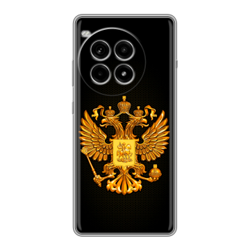 Силиконовый чехол на OnePlus Ace 3 Pro с принтом Герб России желтый Силиконовый чехол на OnePlus Ace 3 Pro с принтом Герб России желтый