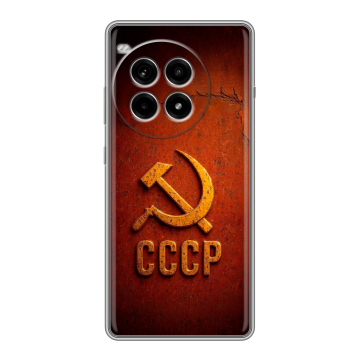 Силиконовый чехол на OnePlus Ace 3 Pro с принтом Флаг Герб СССР