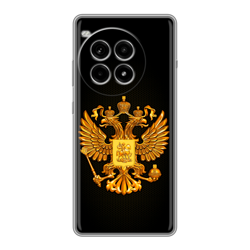 Силиконовый чехол на OnePlus Ace 3 Pro с принтом Герб России желтый Силиконовый чехол на OnePlus Ace 3 Pro с принтом Герб России желтый