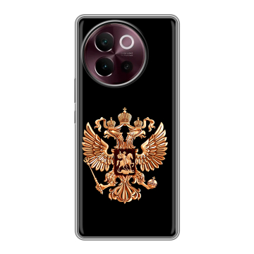 Силиконовый чехол на Vivo V40 Lite 5G с принтом Герб России золотой Силиконовый чехол на Vivo V40 Lite 5G с принтом Герб России золотой