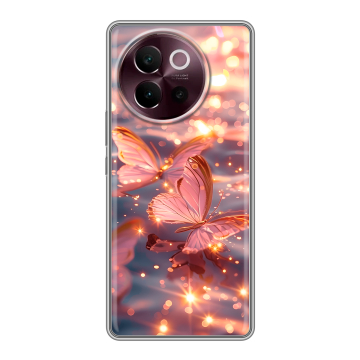 Силиконовый чехол на Vivo V40 Lite 5G с принтом бабочки розовые