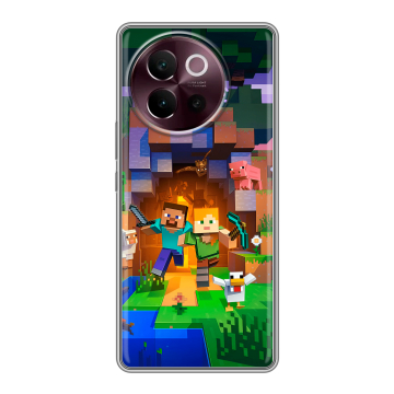Силиконовый чехол на Vivo V40 Lite 5G с принтом Майнкрафт Minecraft Силиконовый чехол на Vivo V40 Lite 5G с принтом Майнкрафт Minecraft