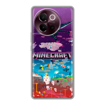 Силиконовый чехол на Vivo V40 Lite 5G с принтом Майнкрафт Minecraft