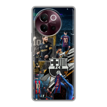 Силиконовый чехол на Vivo V40 Lite 5G с принтом Messi Barcelona