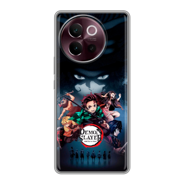 Силиконовый чехол на Vivo V40 Lite 5G с принтом Demon Slayer Клинок рассекающий демонов