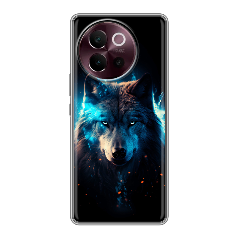 Силиконовый чехол на Vivo V40 Lite 5G с принтом Волк ночной Силиконовый чехол на Vivo V40 Lite 5G с принтом Волк ночной