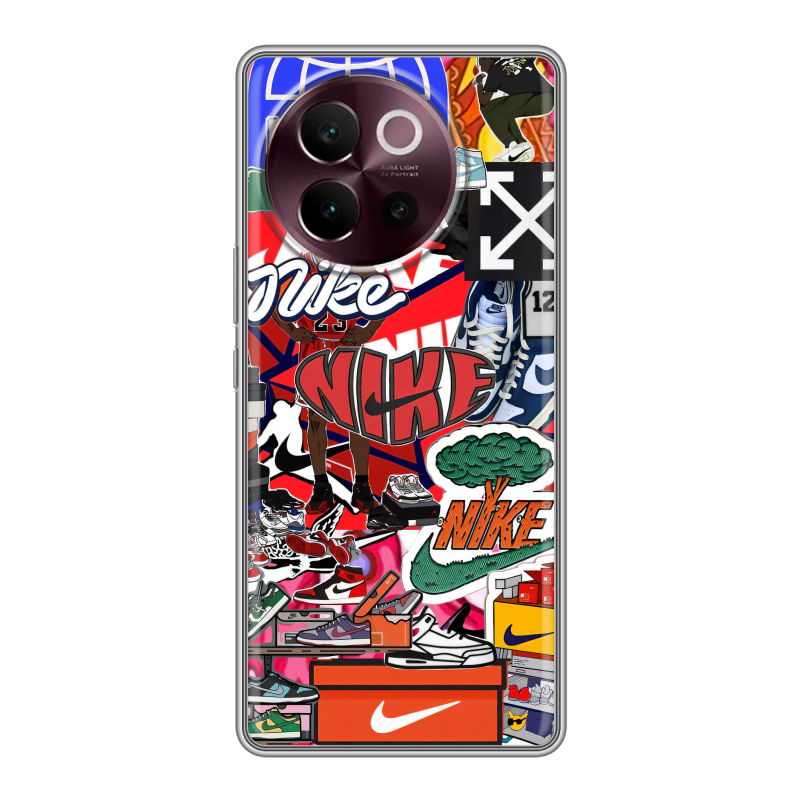 Силиконовый чехол на Vivo V40 Lite 5G с принтом Найк Nike яркий Силиконовый чехол на Vivo V40 Lite 5G с принтом Найк Nike яркий