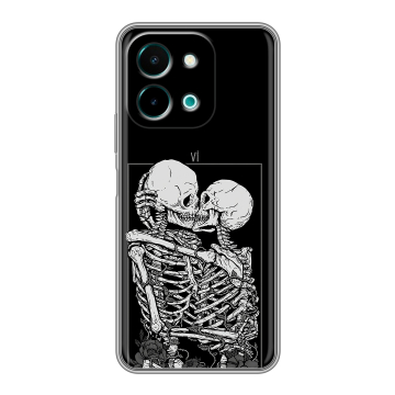 Силиконовый чехол на Vivo Y28 с принтом Поцелуй скелетов