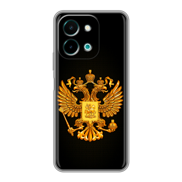 Силиконовый чехол на Vivo Y28 с принтом Герб России желтый