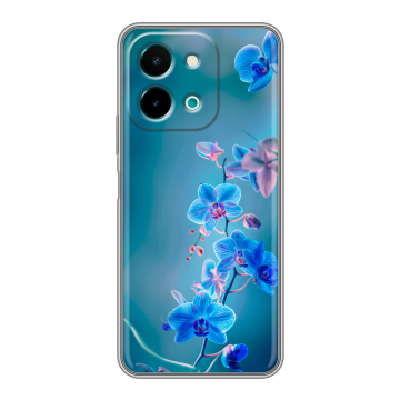 Силиконовый чехол на Vivo Y28 с принтом Голубые цветы