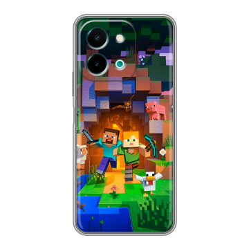 Силиконовый чехол на Vivo Y28 с принтом Майнкрафт Minecraft Силиконовый чехол на Vivo Y28 с принтом Майнкрафт Minecraft