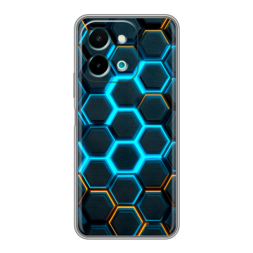 Силиконовый чехол на Vivo Y28 с принтом Неоновые соты Силиконовый чехол на Vivo Y28 с принтом Неоновые соты