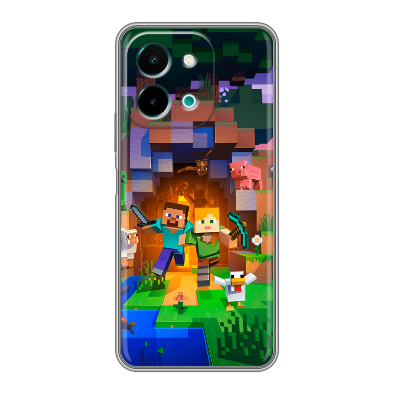 Силиконовый чехол на Vivo Y28 с принтом Майнкрафт Minecraft Силиконовый чехол на Vivo Y28 с принтом Майнкрафт Minecraft