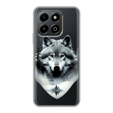 Силиконовый чехол на Honor X6b с принтом Волк в лесу Силиконовый чехол на Honor X6b с принтом Волк в лесу