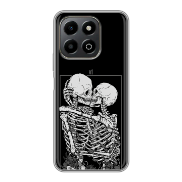 Силиконовый чехол на Honor X6b с принтом Поцелуй скелетов