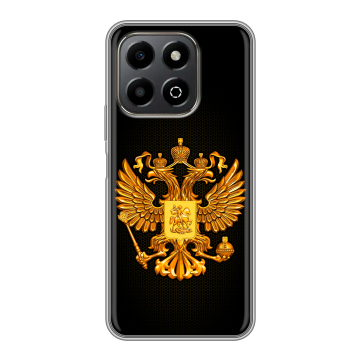 Силиконовый чехол на Honor X6b с принтом Герб России желтый Силиконовый чехол на Honor X6b с принтом Герб России желтый