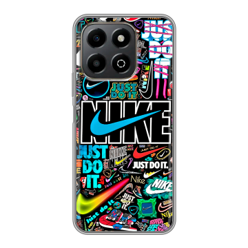 Силиконовый чехол на Honor X6b с принтом найк nike черный