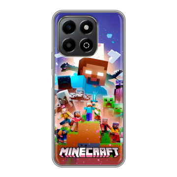 Силиконовый чехол на Honor X6b с принтом Майнкрафт Minecraft
