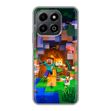 Силиконовый чехол на Honor X6b с принтом Майнкрафт Minecraft