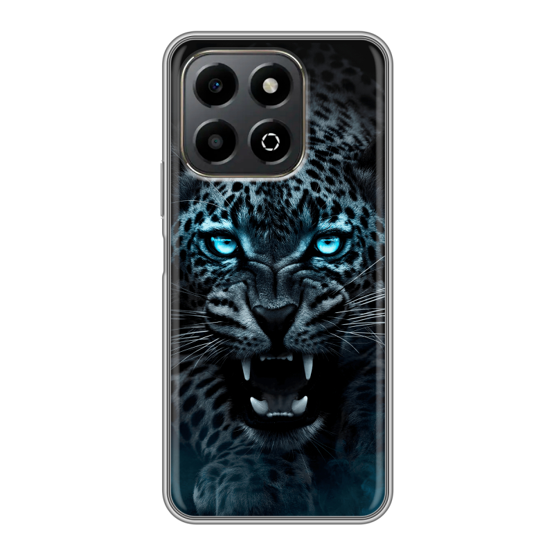 Силиконовый чехол на Honor X6b с принтом Темный леопард Силиконовый чехол на Honor X6b с принтом Темный леопард