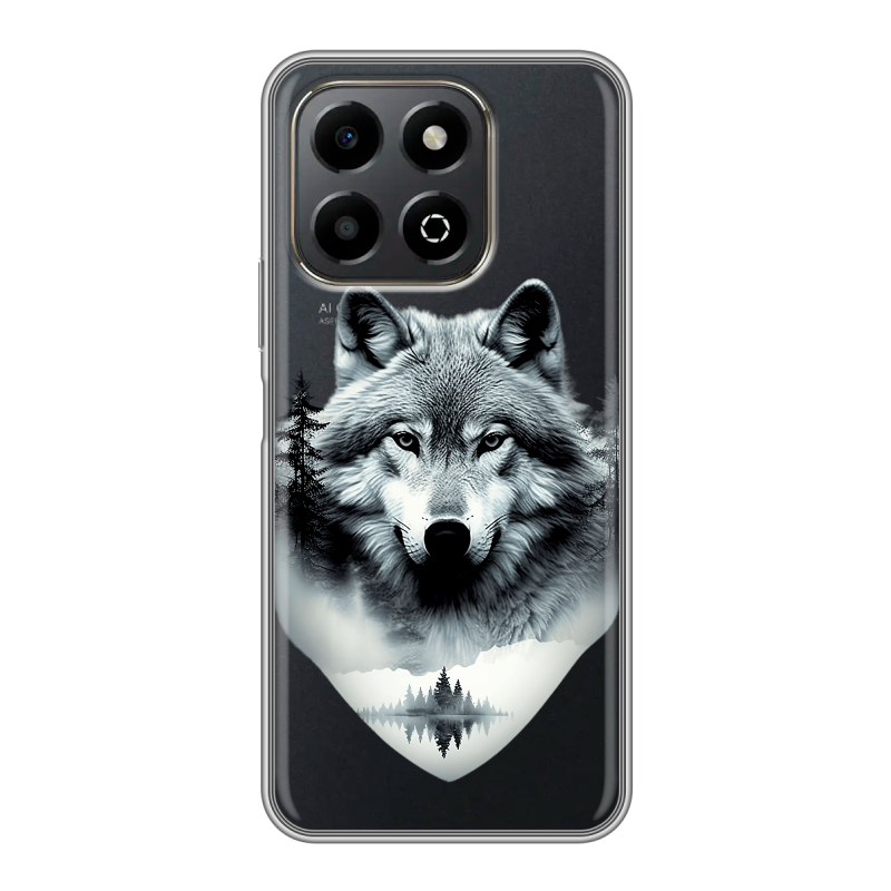 Силиконовый чехол на Honor X6b с принтом Волк в лесу Силиконовый чехол на Honor X6b с принтом Волк в лесу