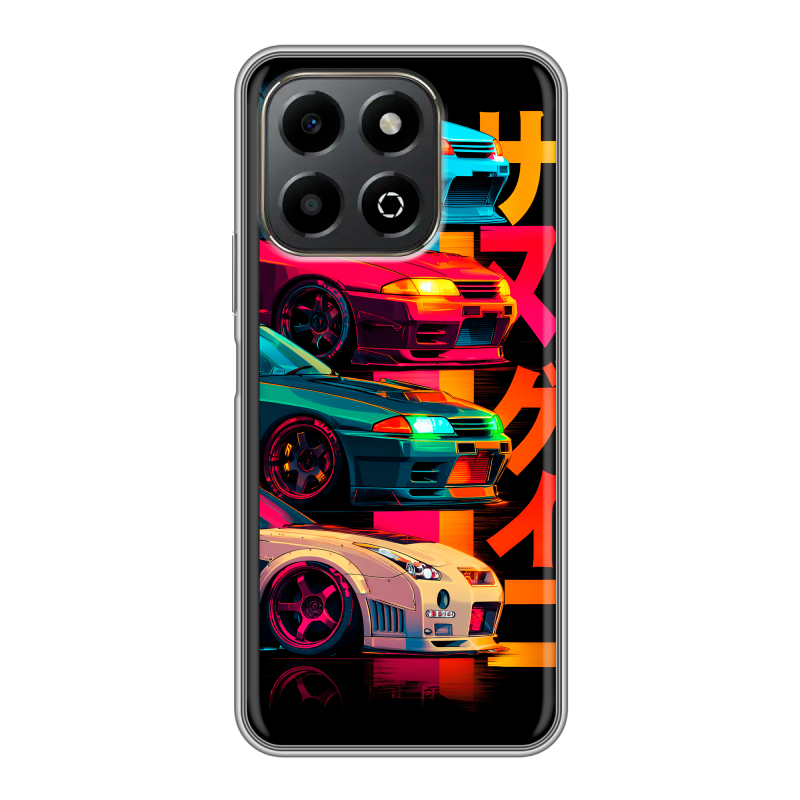 Силиконовый чехол на Honor X6b с принтом Гоночные машины Силиконовый чехол на Honor X6b с принтом Гоночные машины