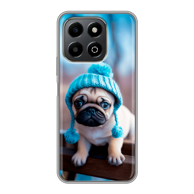 Силиконовый чехол на Honor X6b с принтом Мопс в шапке Силиконовый чехол на Honor X6b с принтом Мопс в шапке