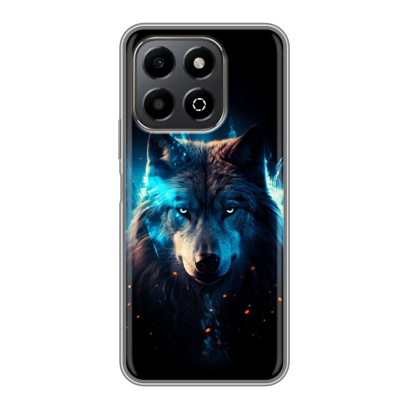 Силиконовый противоударный чехол на Honor X6b с принтом Волк ночной Силиконовый противоударный чехол на Honor X6b с принтом Волк ночной