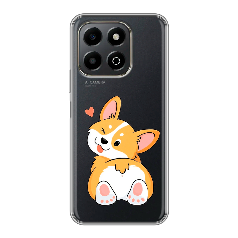 Силиконовый противоударный чехол на Honor X6b с принтом Корги Силиконовый противоударный чехол на Honor X6b с принтом Корги