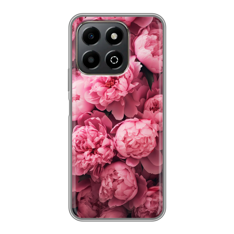 Силиконовый противоударный чехол на Honor X6b с принтом цветы пионы Силиконовый противоударный чехол на Honor X6b с принтом цветы пионы