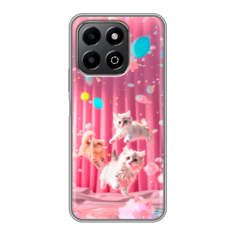 Силиконовый противоударный чехол на Honor X6b с принтом милые котики Силиконовый противоударный чехол на Honor X6b с принтом милые котики