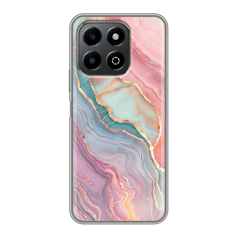 Силиконовый чехол на Honor X6b с принтом розовый мрамор Силиконовый чехол на Honor X6b с принтом розовый мрамор