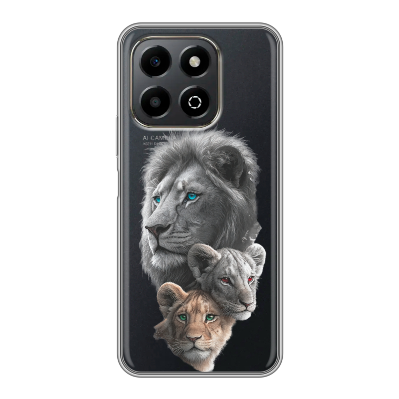 Силиконовый противоударный чехол на Honor X6b с принтом Львы Силиконовый противоударный чехол на Honor X6b с принтом Львы